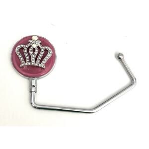 Spring Street Pink Crystal Crown Handbag Purse Holder Hook Gift